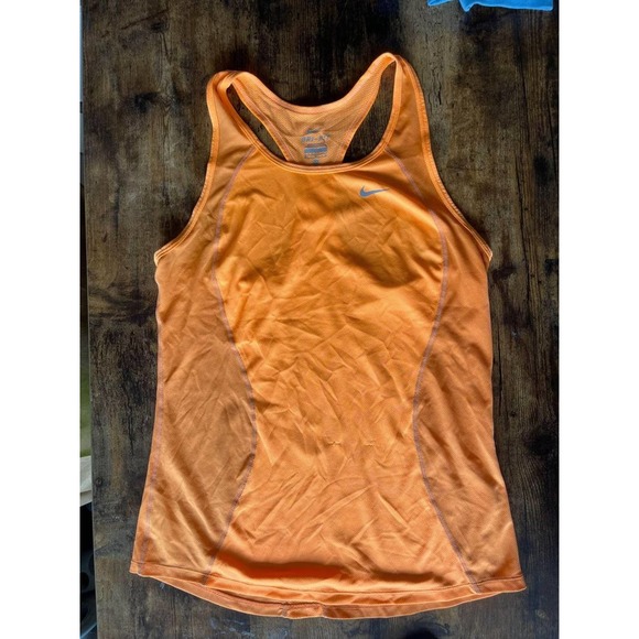 Nike Dri-Fit Women's Workout Fitness Orange Racerback Top Shirt - Picture 1 of 2
